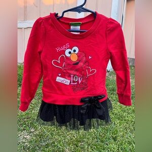 Sesame Street Elmo Red Kids Shirt with Tulle Skirt
